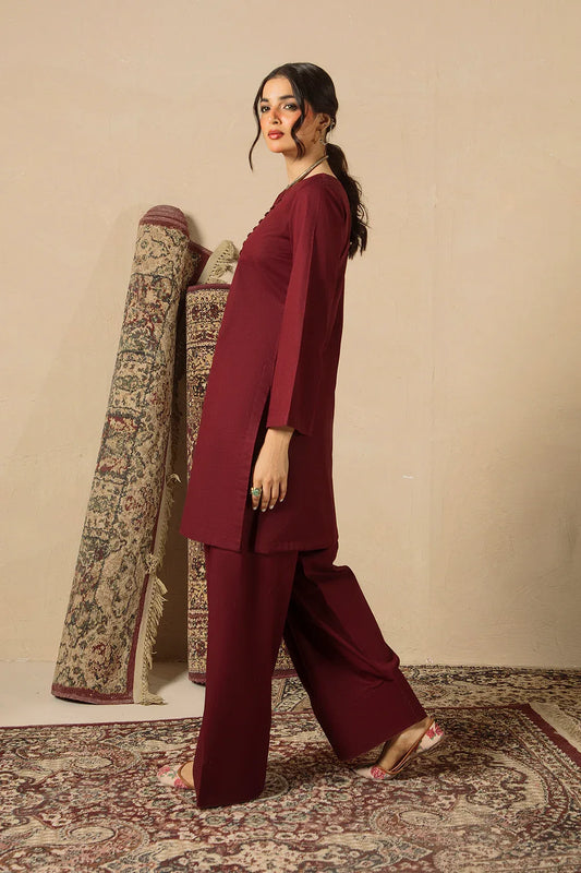 Cherry Red 2pc Solid Dress - SERAH