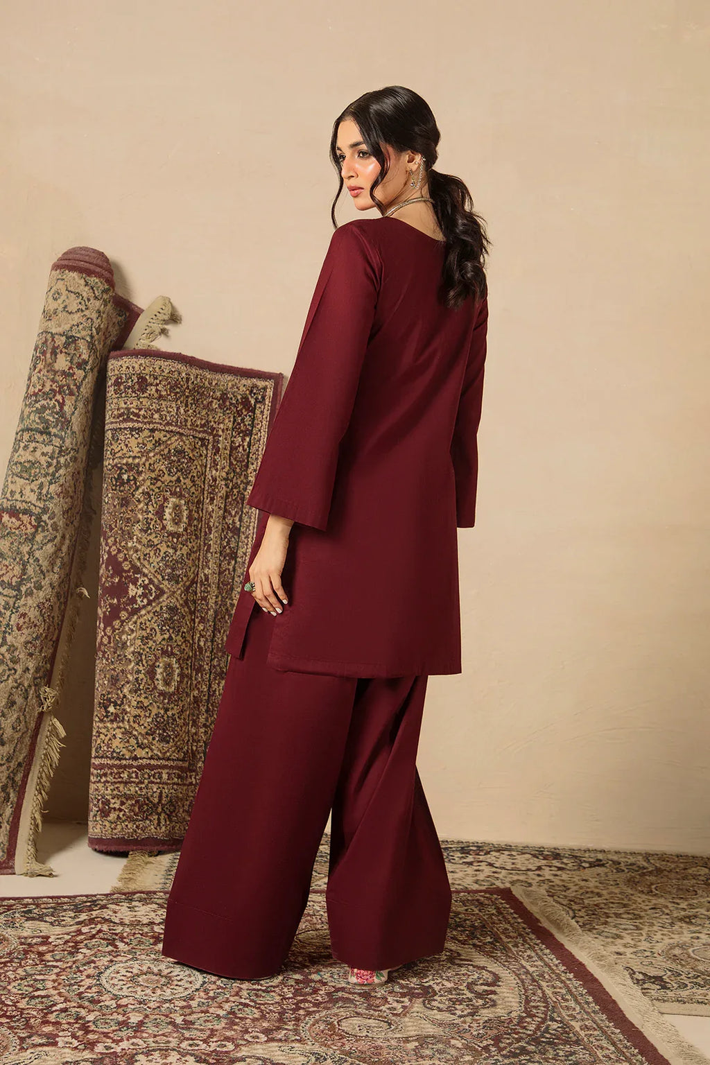 Cherry Red 2pc Solid Dress - SERAH