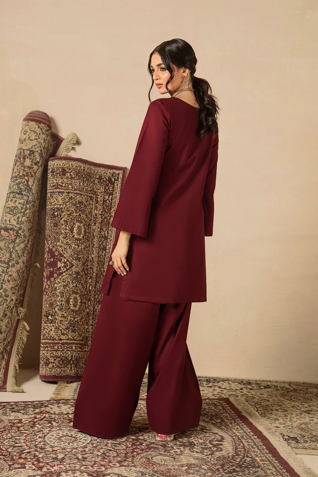 Cherry Red 2pc Solid Dress - SERAH