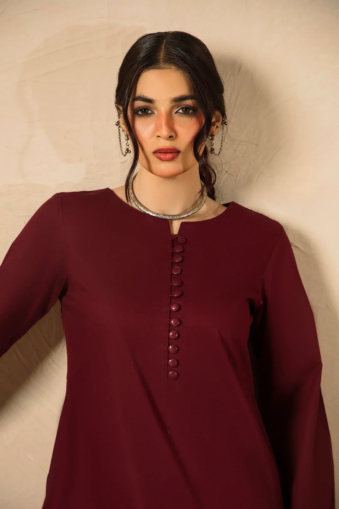 Cherry Red 2pc Solid Dress - SERAH