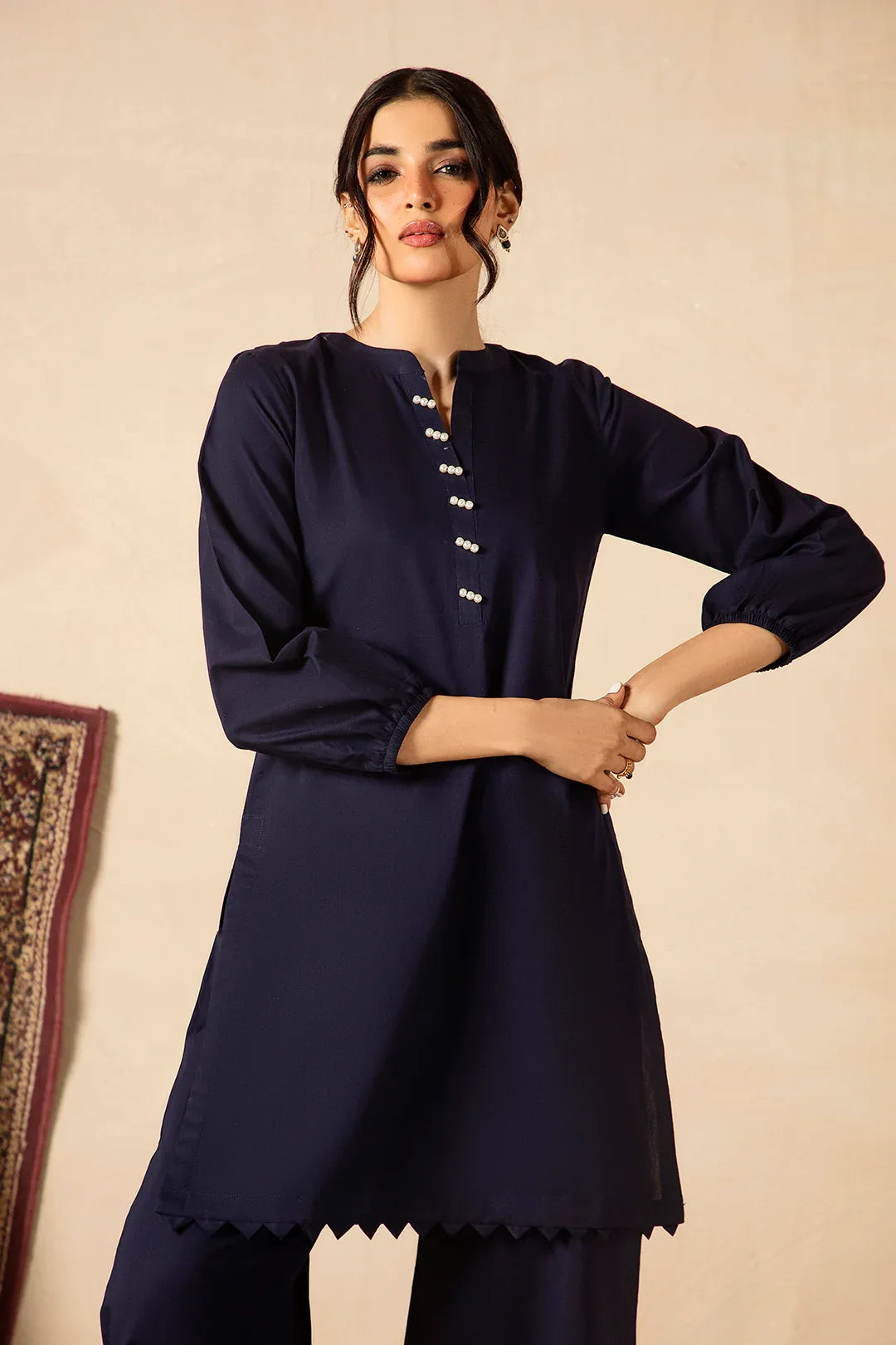 Midnight Blue 2pc Solid Dress - SERAH