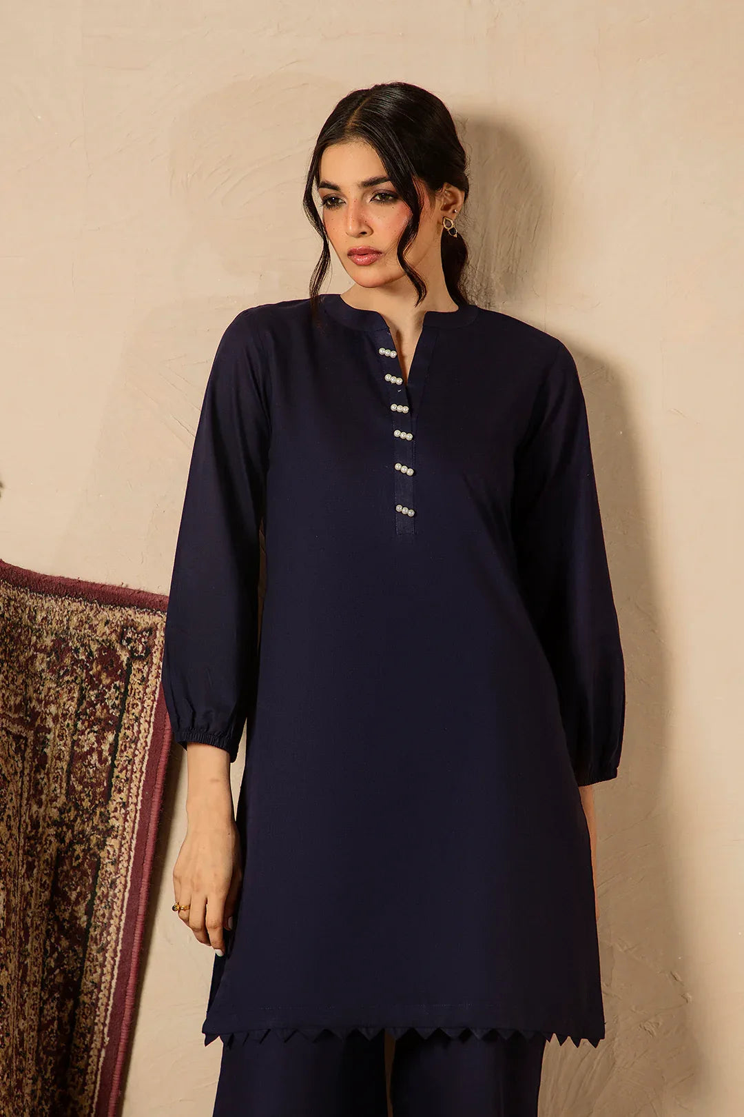 Midnight Blue 2pc Solid Dress - SERAH