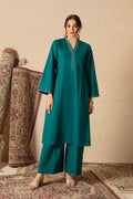 Dark Cyan 2pc Solid Dress - SERAH