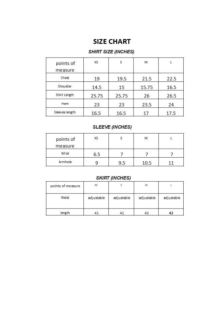 LUNA Size Chart